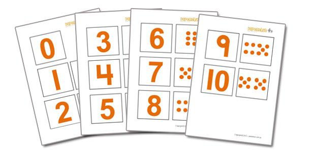 Flash cards numbers and quantities