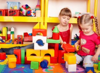 Girls playing with toys