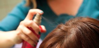 Woman at hairdressers