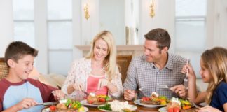 Family enjoying meal together