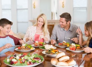 Family enjoying meal together