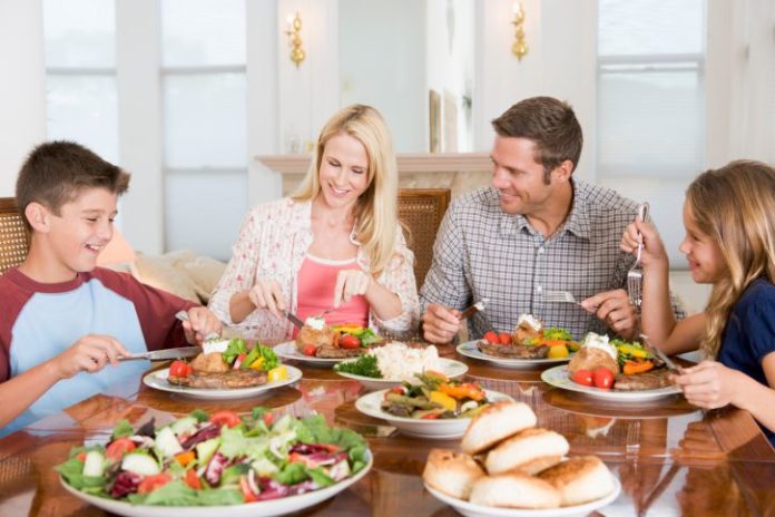 Family enjoying meal together