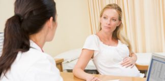 Pregnant woman at doctor's office