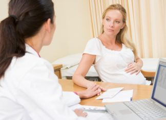 Pregnant woman at doctor's office