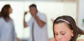 Girl with parents fighting