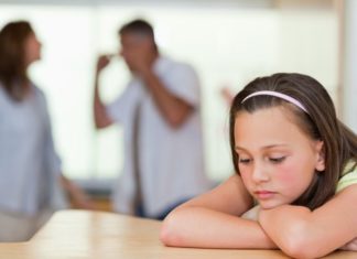 Girl with parents fighting