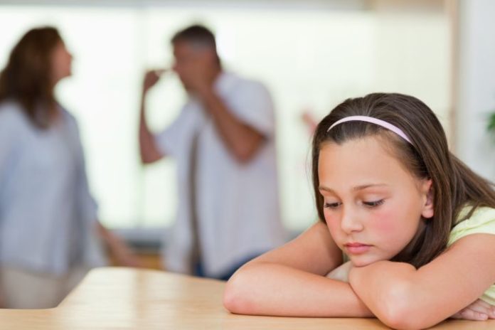 Girl with parents fighting