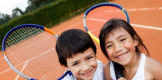 Kids playing tennis