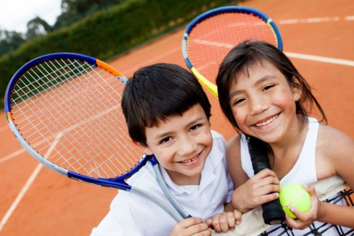 Kids playing tennis