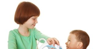 Children ironing.