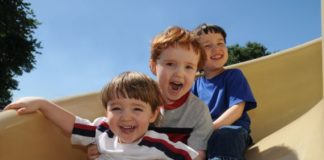 Boys on slide