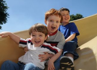 Boys on slide