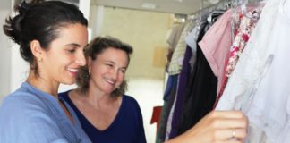 Mother and daughter shopping for clothes