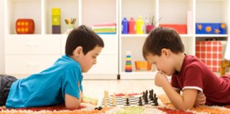 Boys playing chess