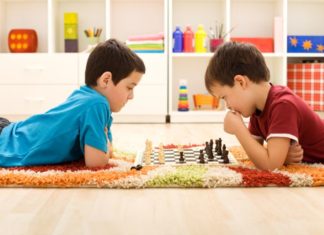 Boys playing chess