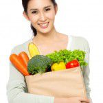 Woman with healthy food