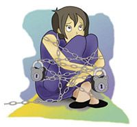 Mum in chains - Depression Illustration