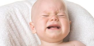 close up of crying baby