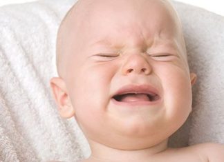close up of crying baby