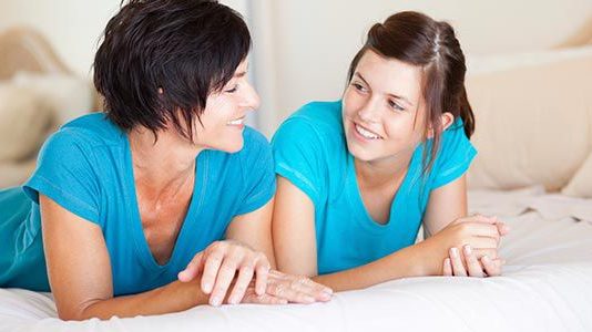 mum and daughter chatting