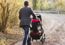 Father with pram in nature