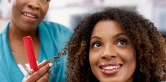 Woman at hairdressers