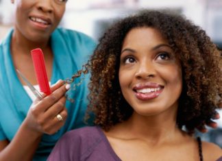 Woman at hairdressers