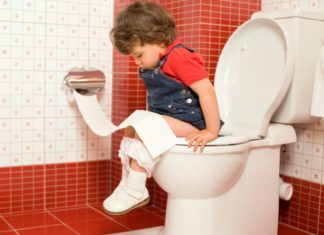 Toddler on toilet