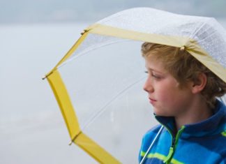 Boy with umbrella