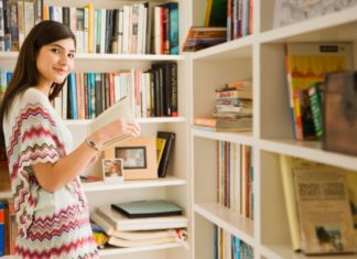 Woman in book store