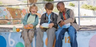 Young boys at lunch