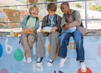 Young boys at lunch