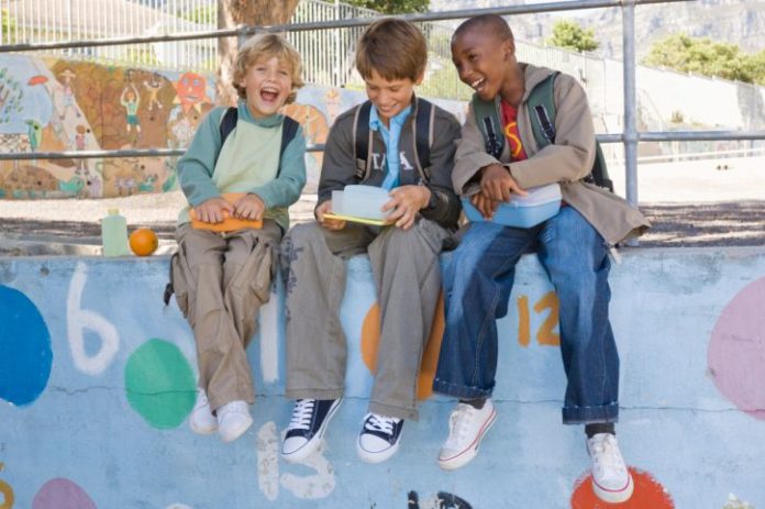 Young boys at lunch