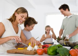 Family preparing food