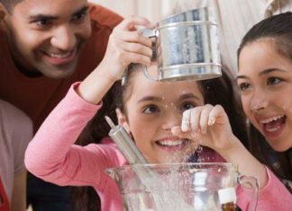 Family baking together