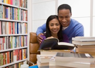 Couple choosing books