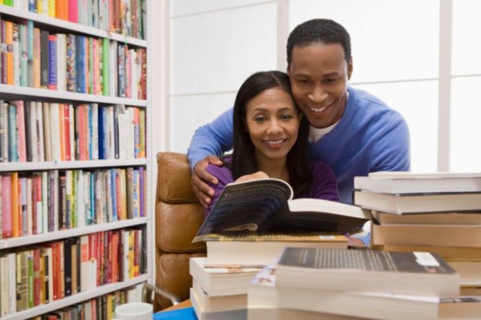 Couple choosing books