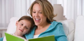 Mother and daughter reading