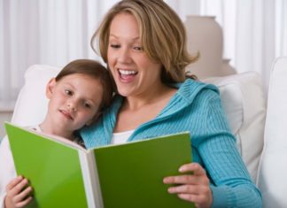 Mother and daughter reading