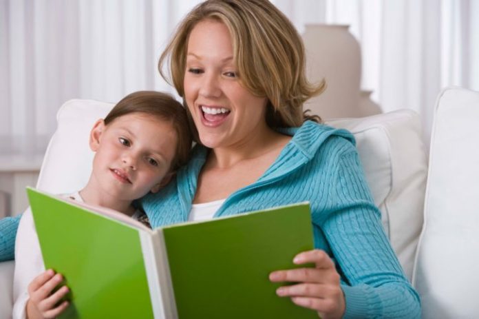 Mother and daughter reading