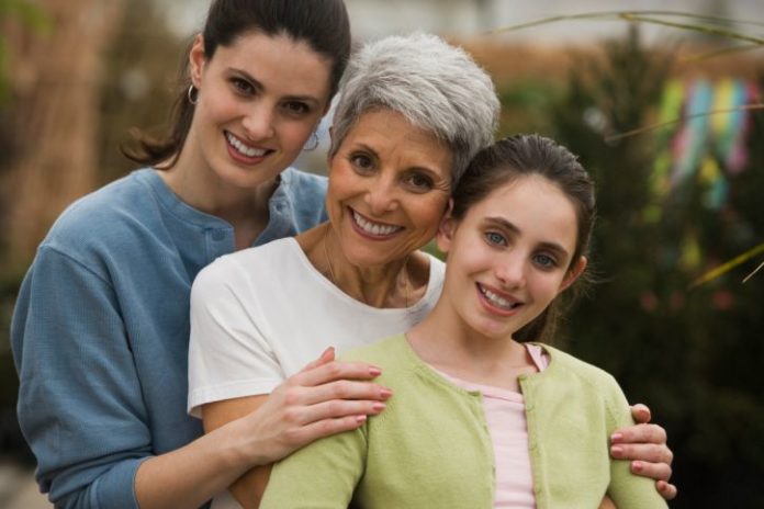 Three generations of women together.