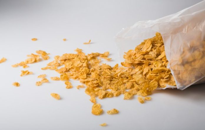 Cereal poured onto a counter.