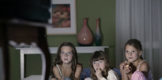 Girls watching TV