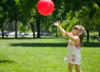 Girl catching ball