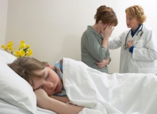 Sick child in hospital