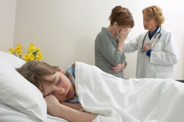 Sick child in hospital