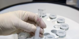 Test tube in centrifuge