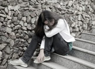 Young woman alone in the city.