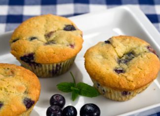 3 blueberry and ricotta muffins.