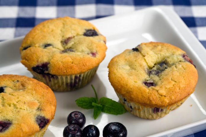 3 blueberry and ricotta muffins.
